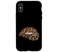 Women's Girls Sexy Woman Lips Graphic Design Tiger Style Carcasa para iPhone X/XS