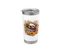 Womens Girls Sleeping Nap Floral Flowers Baby Sloth Lover Vaso térmico de acero inoxidable de doble pared