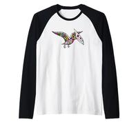 Womens Girls Sugar Skull Muertos Pterodactyl Pterosaur Lover Camiseta Manga Raglan