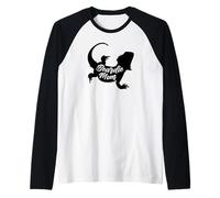 Womens Girls Tiny Dinosaur Beardie Mom Bearded Dragon Lover Camiseta Manga Raglan