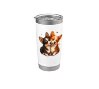Womens Girls Two 2 Welsh Black Tricolor Corgi Puppy Lover Vaso térmico de acero inoxidable de doble pared