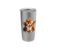 Womens Girls Two 2 Welsh Black Tricolor Corgi Puppy Lover Vaso térmico de acero inoxidable de doble pared