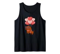Womens Girls Valentines Day Heart Balloons Mini Dachshund Camiseta sin Mangas