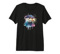 Womens Girls Watercolor Paint Illustration Sea Otter Lover Camiseta Premium