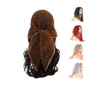 Women's Glitter Decor Head Scarf,Rhinestone Head Scarfs 31.5 In Sparkle Glitters Hair Bandana Sequins Wraps Scarf (Brown)