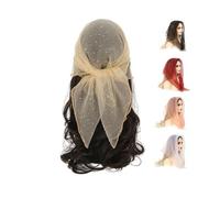 Women's Glitter Decor Head Scarf,Rhinestone Head Scarfs 31.5 In Sparkle Glitters Hair Bandana Sequins Wraps Scarf (Beige)