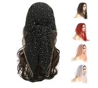 Women's Glitter Decor Head Scarf,Rhinestone Head Scarfs 31.5 In Sparkle Glitters Hair Bandana Sequins Wraps Scarf (Black)