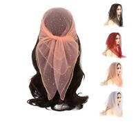 Women's Glitter Decor Head Scarf,Rhinestone Head Scarfs 31.5 In Sparkle Glitters Hair Bandana Sequins Wraps Scarf (Pink)
