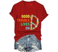 Womens Good Trouble Lives on Impress V-Chowly Camiseta Resistente a la Camiseta (Rojo XXL)