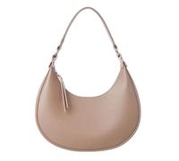 Women's Half Moon Clutch Leather Shoulder Handbag(Khaki)