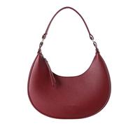 Women's Half Moon Clutch Leather Shoulder Handbag(Red)