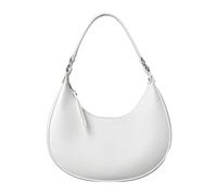 Women's Half Moon Clutch Leather Shoulder Handbag(White)