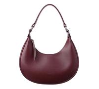 Women's Half Moon Clutch Leather Shoulder Handbag(Wine)