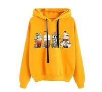 Women's Halloween Hoodies Funny Graphic Print Long Sleeve Hooded Sweatshirt Autumn Winter Slouchy Gothic Baggy Pullover Tops C-89