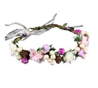 Women's Headband Floral Flowers Wedding Garland Hairbands Handmade Ladies Hairband Bride Headdress(Color5)