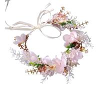 Women's Headband Floral Flowers Wedding Garland Hairbands Handmade Ladies Hairband Bride Headdress(Golden)
