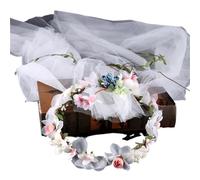 Women's Headband Floral Flowers Wedding Garland Hairbands Handmade Ladies Hairband Bride Headdress(Silver)