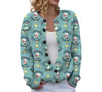 Women's Heart Pattern Crew Neck Soft Knit Open Front Sweater for Valentine's Day