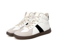 Women's High - Top Sneakers, Warm Faux Fur Lined Casual Shoes with Color Block Design, Comfortable Lace - Up Fashion Sneakers for Winter (Beige-B,37)