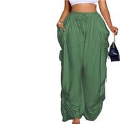 Womens High Waist Drawstring Wide Leg Plus Size Pants, with Side Pockets | Plus-size women's high-waisted drawstring wide-leg pants, slimming and flattering, with side pockets and adjustable hem
