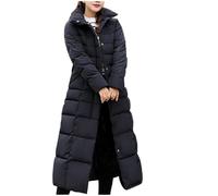 Women's Hooded Puffer Down Coat Long Winter Jacket with Hood Quilted Jacket Ladies Coats Quilted Padded Coat Hoodie Top Plain Long Coat Thick Warm Maxi Down Jackets Black Coat Chaqueta (Black, XXXL)