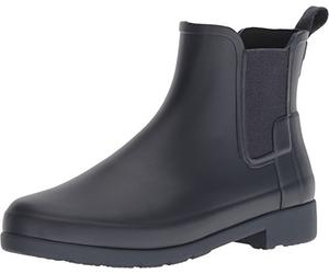 Womens Hunter Original Chelsea Refined Waterproof Rubber Rain Ankle Boots - Navy - 6