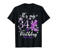 Womens It’s My 34th Birthday Queen EST 1992 34 Years Old Camiseta