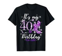 Womens It’s My 40th Birthday Queen EST 1986 40 Years Old Camiseta