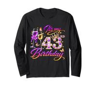 Womens It’s My 43rd Birthday 43 Years Old Birthday Queen Manga Larga
