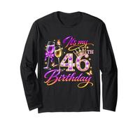 Womens It’s My 46th Birthday 46 Years Old Birthday Queen Manga Larga