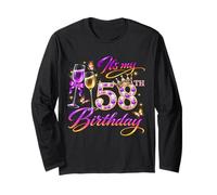 Womens It’s My 58th Birthday 58 Years Old Birthday Queen Manga Larga