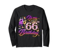 Womens It’s My 66th Birthday 66 Years Old Birthday Queen Manga Larga