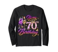 Womens It’s My 70th Birthday 70 Years Old Birthday Queen Manga Larga