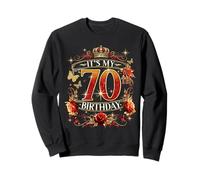 Womens It’s My 70th Birthday Red Rose Crown 70 Years Old Sudadera