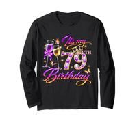 Womens It’s My 79th Birthday 79 Years Old Birthday Queen Manga Larga