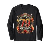 Womens It’s My 79th Birthday Red Rose Crown 79 Years Old Manga Larga