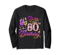 Womens It’s My 80th Birthday 80 Years Old Birthday Queen Manga Larga