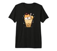 Womens Japanese Bubble Boba Tea Kawaii Kids Shiba Inu Dog Camiseta Premium