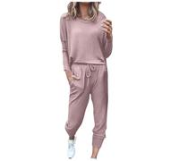 Women's Jogging Set Casual Full Set Crewneck Sweatshirt and Trousers Tracksuit Sets Two Piece Outfits Sports Co ORD Set Winter Lounge Wear C-44