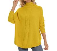 Women's Jumpers Oversized Pullover Knit High Collar Plus Size Sweater Top Soft Turtleneck Sweater Lightweight Sweatshirt Basic Pullover Tops Fall Clothes C-02
