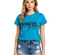 Women's Just A Small Town Girl Graphic tee Casual Short Sleeve T-Shirt Country Funny Quote Top Summer Daily Wear Soft Breathable Crew Neck Blouse