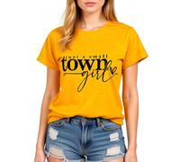 Women's Just A Small Town Girl Graphic tee Casual Short Sleeve T-Shirt Country Funny Quote Top Summer Daily Wear Soft Breathable Crew Neck Blouse