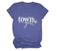 Women's Just A Small Town Girl Graphic tee Casual Short Sleeve T-Shirt Country Funny Quote Top Summer Daily Wear Soft Breathable Crew Neck Blouse