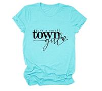 Women's Just A Small Town Girl Graphic tee Casual Short Sleeve T-Shirt Country Funny Quote Top Summer Daily Wear Soft Breathable Crew Neck Blouse
