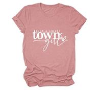 Women's Just A Small Town Girl Graphic tee Casual Short Sleeve T-Shirt Country Funny Quote Top Summer Daily Wear Soft Breathable Crew Neck Blouse