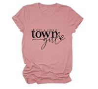 Women's Just A Small Town Girl Graphic tee Casual Short Sleeve T-Shirt Country Funny Quote Top Summer Daily Wear Soft Breathable Crew Neck Blouse