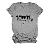 Women's Just A Small Town Girl Graphic tee Casual Short Sleeve T-Shirt Country Funny Quote Top Summer Daily Wear Soft Breathable Crew Neck Blouse