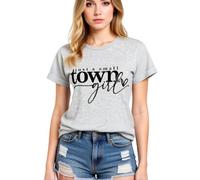 Women's Just A Small Town Girl Graphic tee Casual Short Sleeve T-Shirt Country Funny Quote Top Summer Daily Wear Soft Breathable Crew Neck Blouse