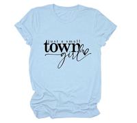 Women's Just A Small Town Girl Graphic tee Casual Short Sleeve T-Shirt Country Funny Quote Top Summer Daily Wear Soft Breathable Crew Neck Blouse