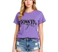 Women's Just A Small Town Girl Graphic tee Casual Short Sleeve T-Shirt Country Funny Quote Top Summer Daily Wear Soft Breathable Crew Neck Blouse